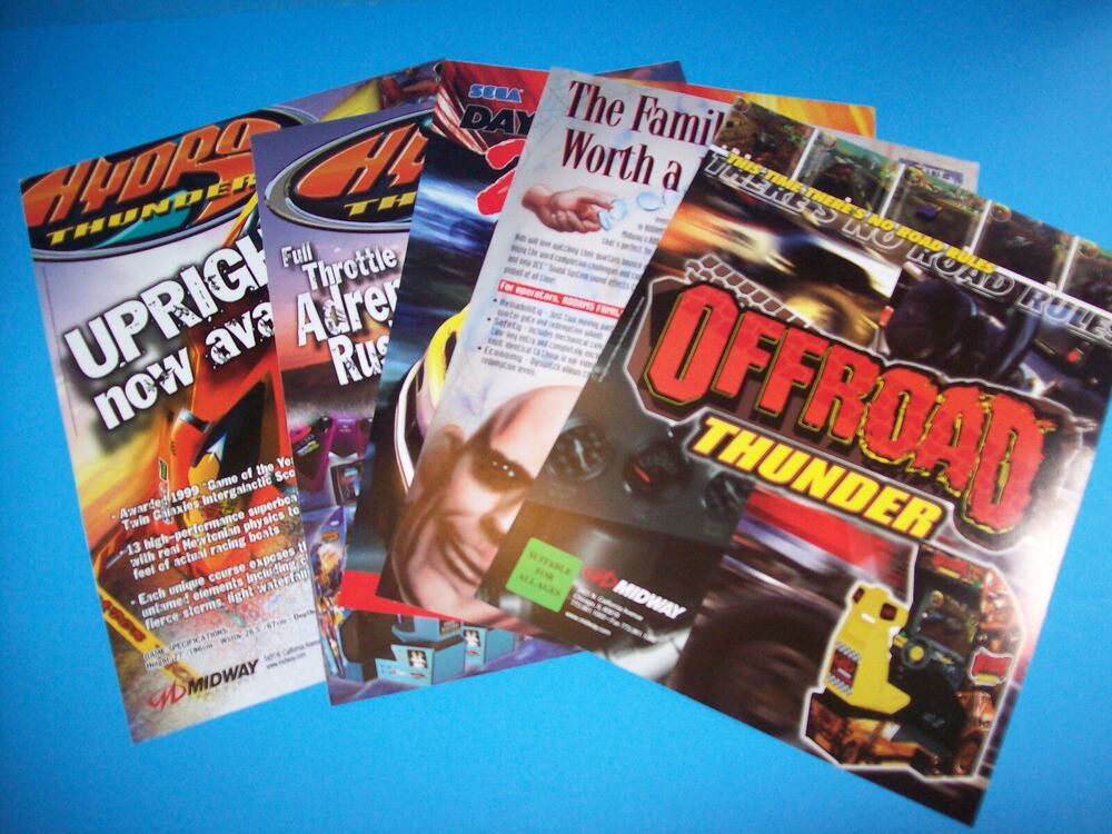 Arcade FLYERS Addams Family Daytona Off Road Thunders Hydro Thunder Lot Of 5 NOS